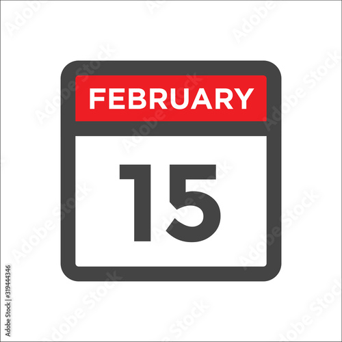 February 15 calendar icon with day of month