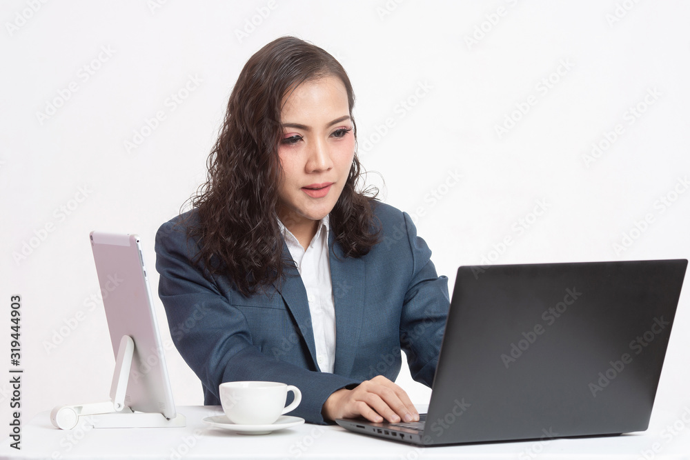 Beautiful young executive with her work and coffee Beautiful young executive with her work and coffee