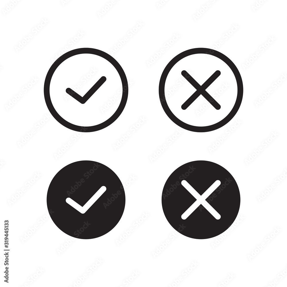 Check mark and cross mark icon Check mark and cross mark icon