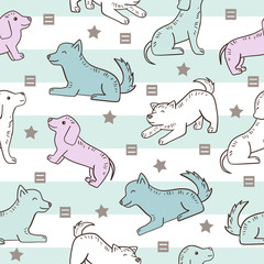 Keuken achterwand Honden patronen Adorable kleine hondjes patroon  © yime