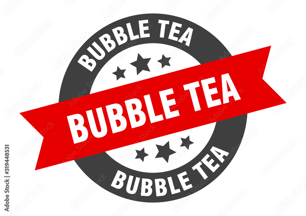 Fototapeta premium bubble tea sign. bubble tea round ribbon sticker. bubble tea tag