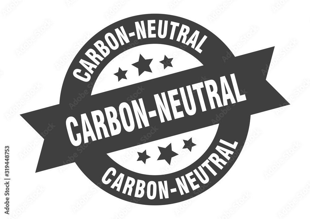 carbon-neutral sign. carbon-neutral round ribbon sticker. carbon-neutral tag