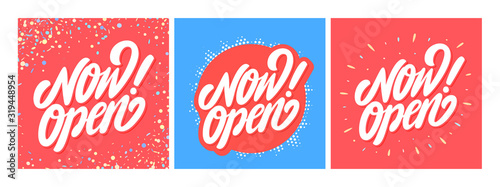 Now open. Vector lettering banners.
