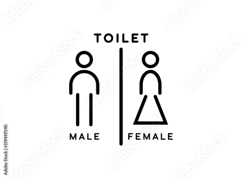 Simple Toilet Icon. Unique Male and Female WC Symbol in Line Style Isolated on White Background. Vector Illustration