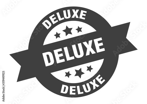deluxe sign. deluxe round ribbon sticker. deluxe tag