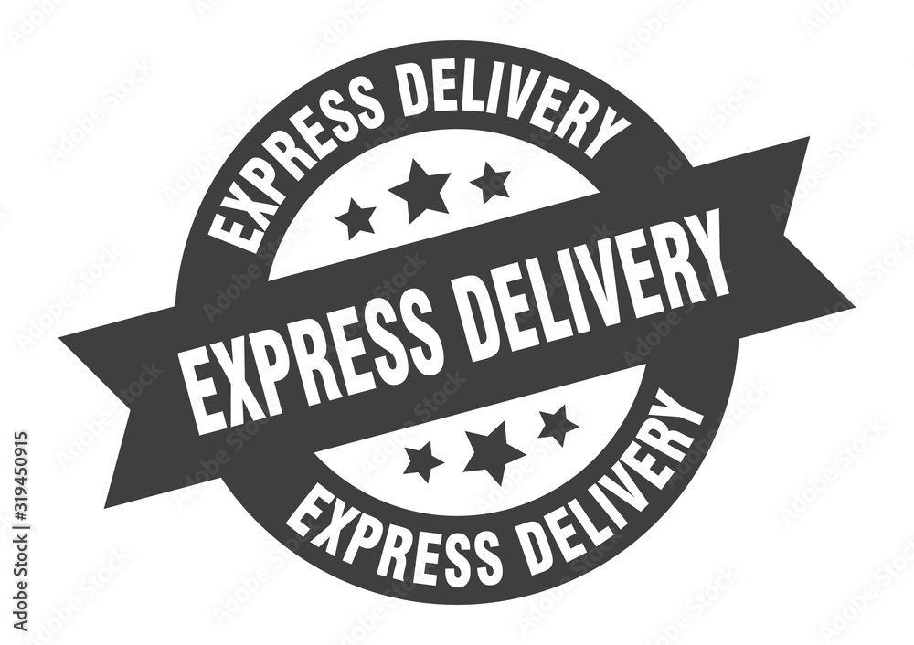 express delivery sign. express delivery round ribbon sticker. express delivery tag