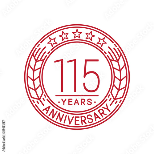 115 years anniversary celebration logo template. Line art vector and illustration.