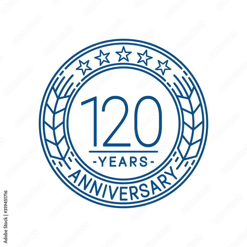 120 years anniversary celebration logo template. Line art vector and illustration.