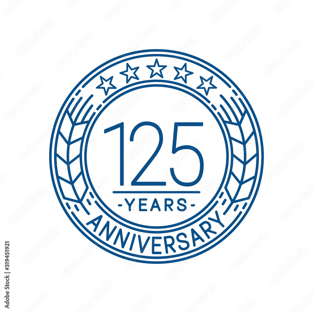 125 years anniversary celebration logo template. Line art vector and illustration.