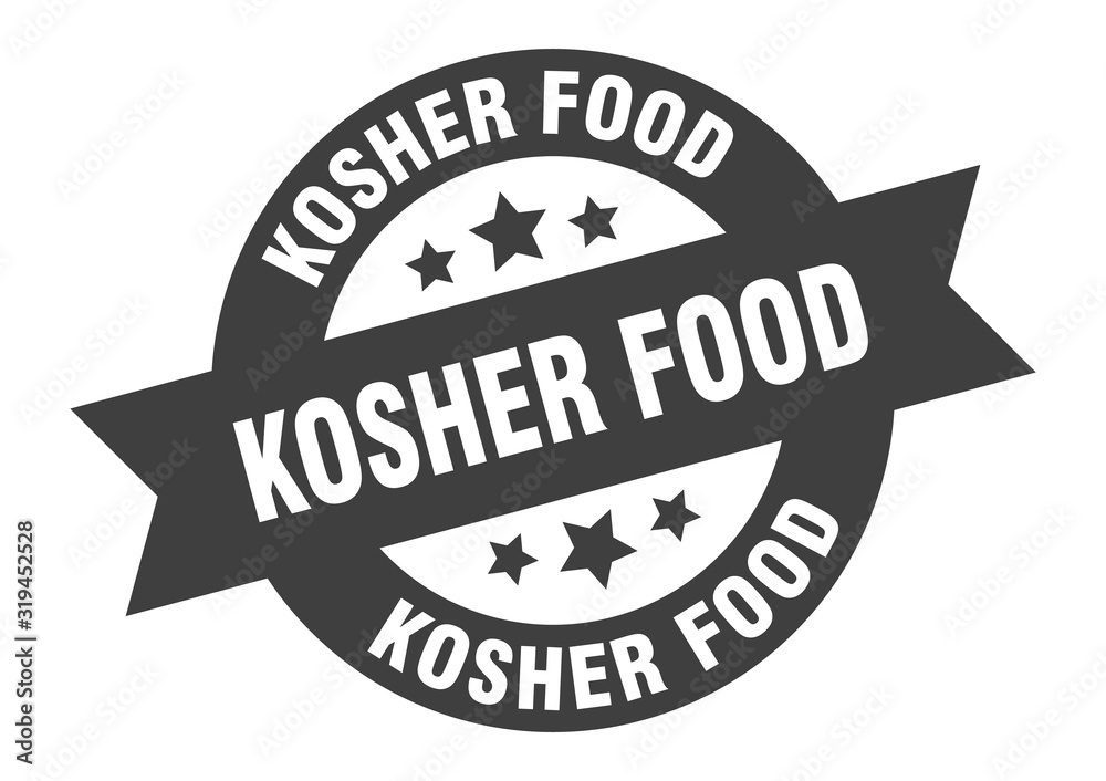 kosher food sign. kosher food round ribbon sticker. kosher food tag