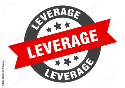 leverage sign. leverage round ribbon sticker. leverage tag