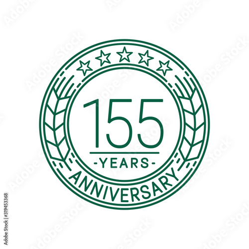 155 years anniversary celebration logo template. Line art vector and illustration.