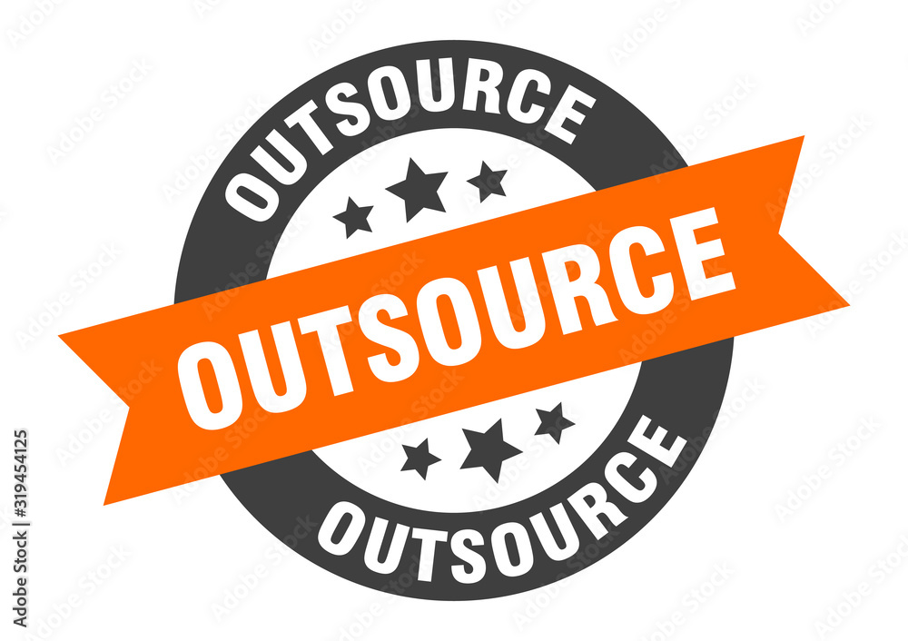 Obraz premium outsource sign. outsource round ribbon sticker. outsource tag