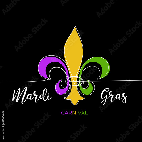 Fotografia Mardi Gras carnival greeting card with traditional symbol of mardi gras - fleur de lis