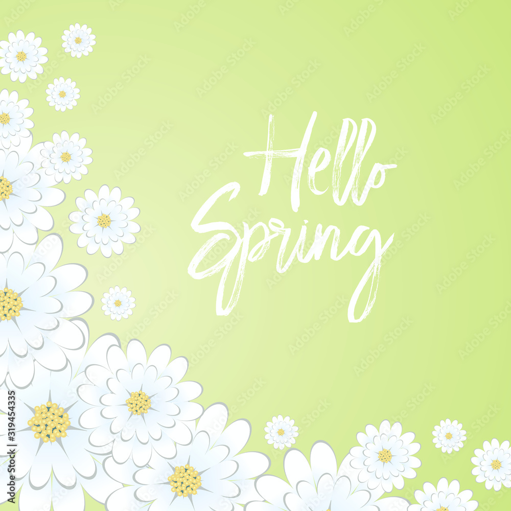 Hello Spring floral background.