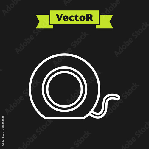 White line Dental floss icon isolated on black background. Vector Illustration
