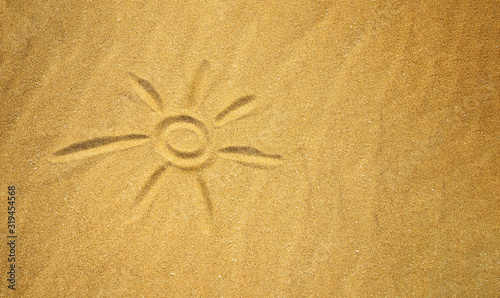 Sun on Sand on Beach Holiday Background