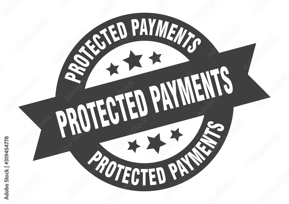 Fototapeta premium protected payments sign. protected payments round ribbon sticker. protected payments tag