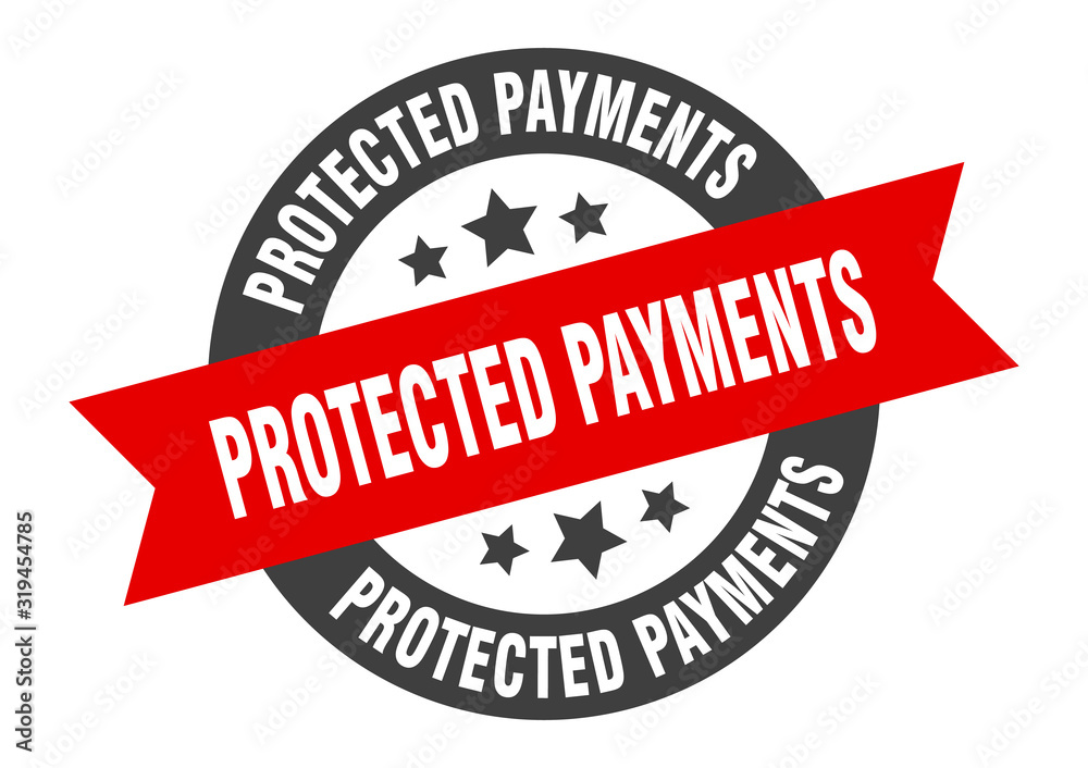 Fototapeta premium protected payments sign. protected payments round ribbon sticker. protected payments tag