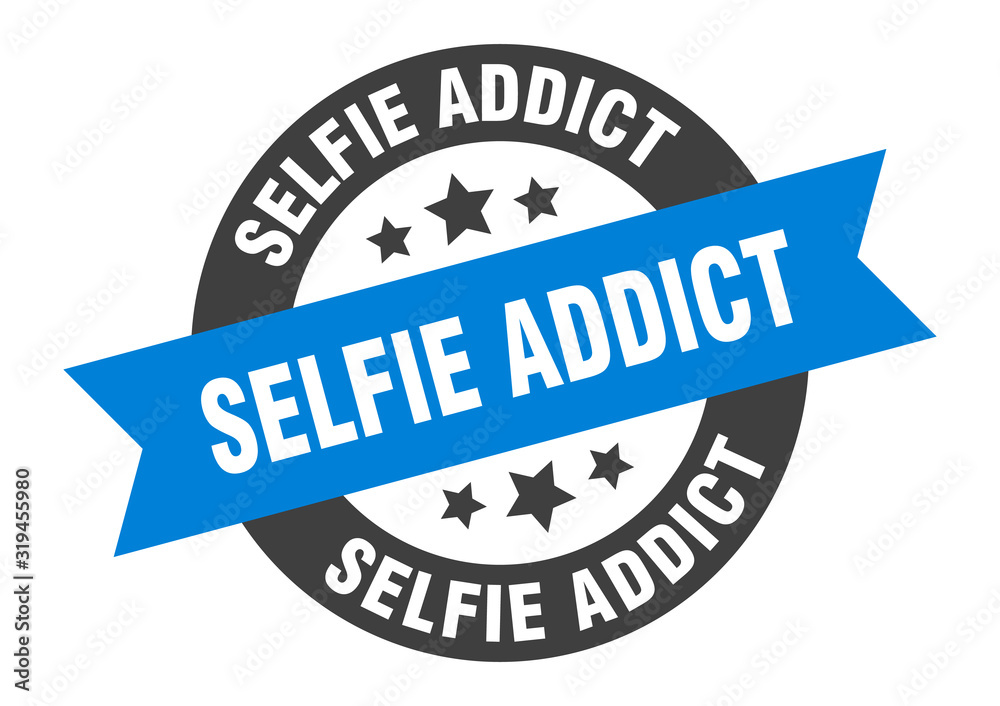Fototapeta premium selfie addict sign. selfie addict round ribbon sticker. selfie addict tag