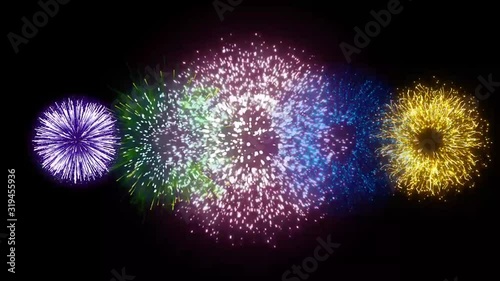 Realistic animation Firework Colorful motion video
