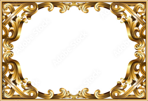 Gold classic frame of the rococo baroque