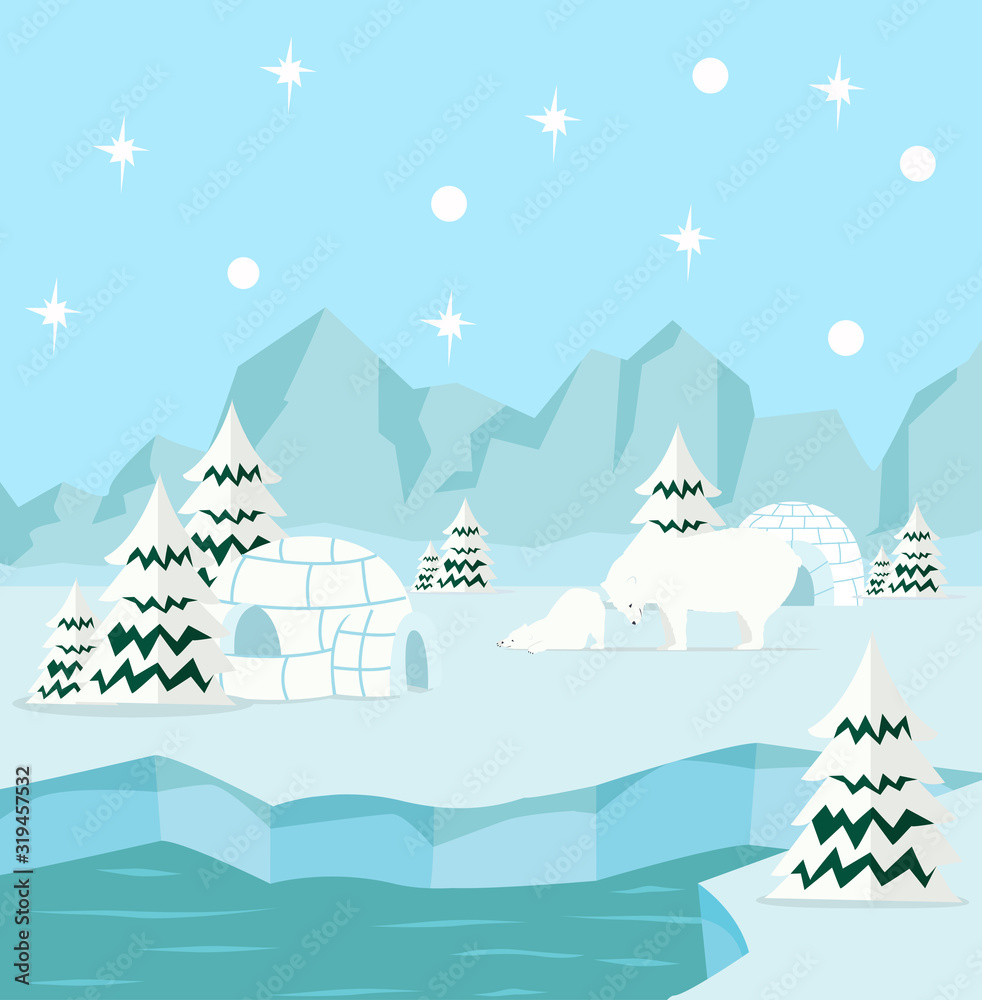 winter north pole arctic with Polar bear concept winter north pole arctic with Polar bear concept