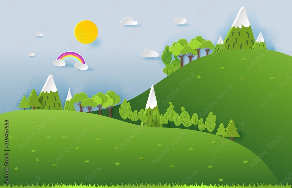 3D landspace concept design. Colorful hand crafted art. Paper cut style. Vector illustration EPS10. 3D landspace concept design. Colorful hand crafted art. Paper cut style. Vector illustration EPS10.