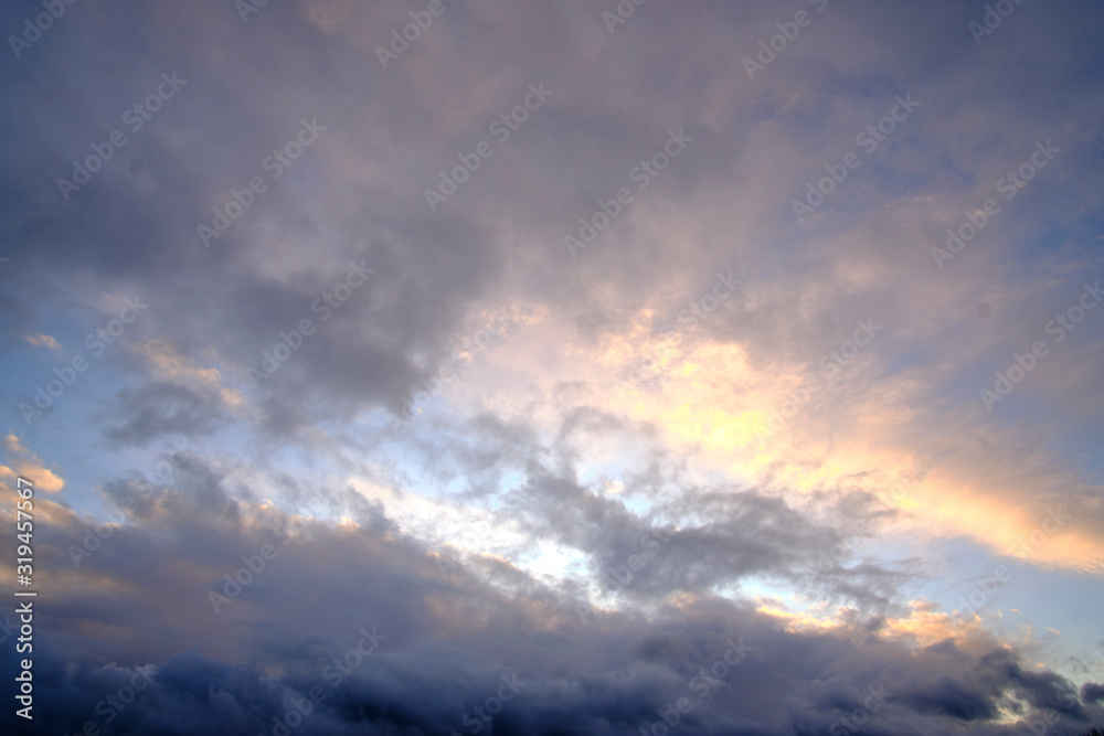 Beautiful sky with clouds at sunset