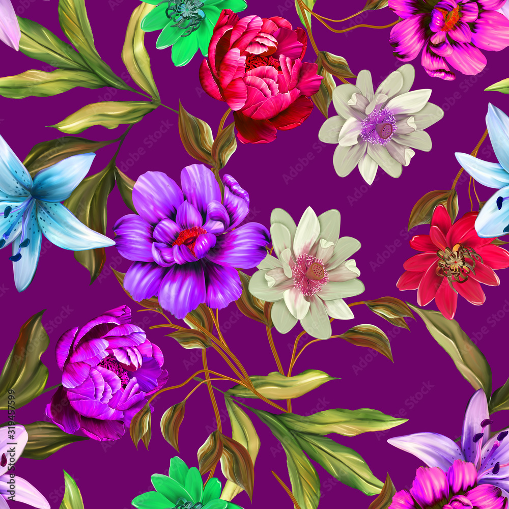 Flowers are full of romance,the leaves and flowers art design Flowers are full of romance,the leaves and flowers art design
