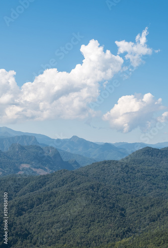 Mountain range with the light haze in national park.