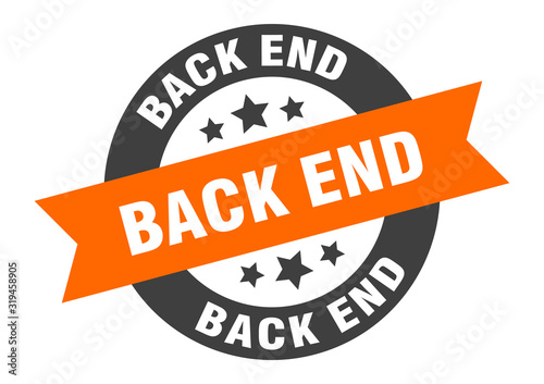 back end sign. back end round ribbon sticker. back end tag