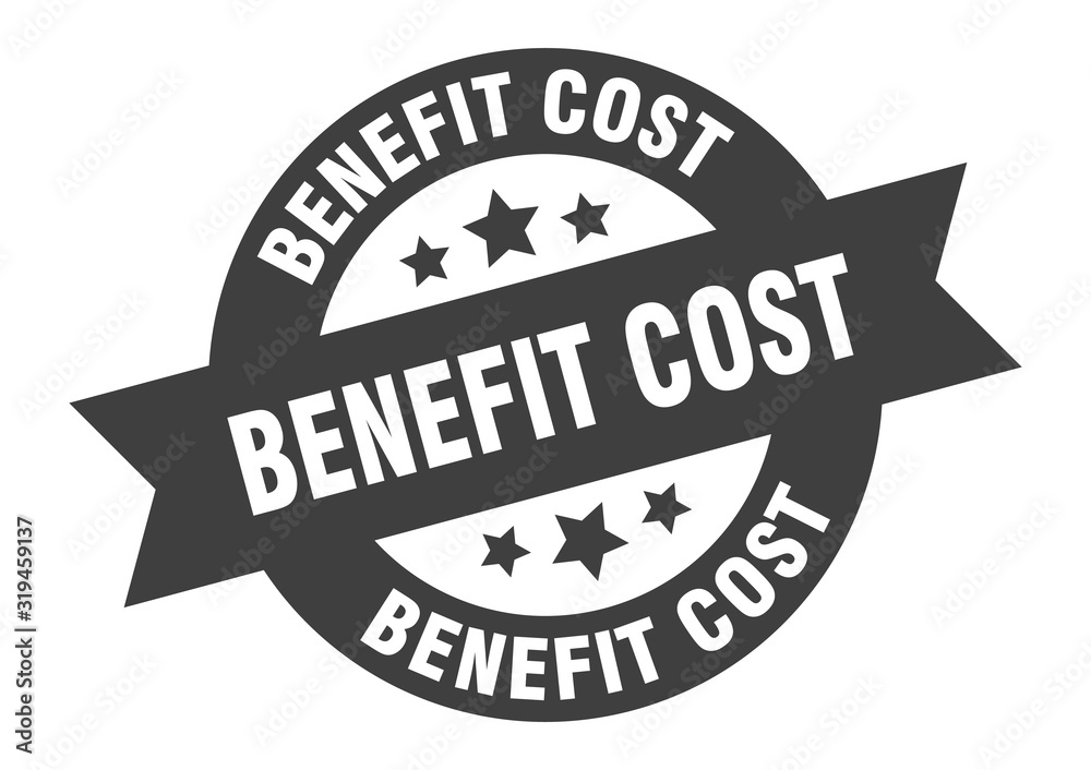 Obraz premium benefit cost sign. benefit cost round ribbon sticker. benefit cost tag