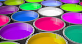 Colorful Paint buckets background - 3D Rendering