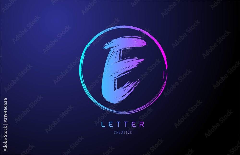 alphabet E letter logo grunge brush blue pink logo icon design template alphabet E letter logo grunge brush blue pink logo icon design template
