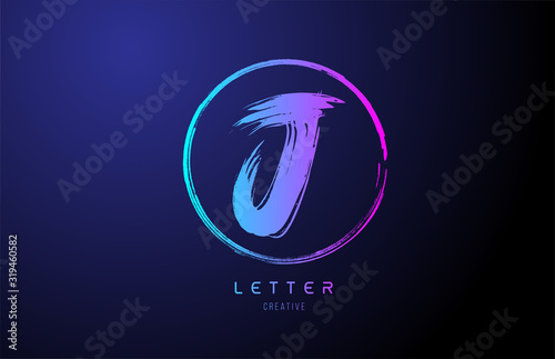 alphabet J letter logo grunge brush blue pink logo icon design template