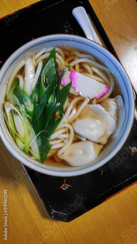 Udon noodle with wantons photo