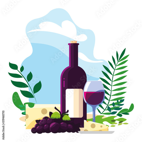 wine bottle with wineglass, national wine day