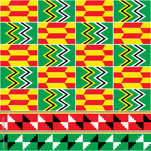 Kente nwentoma cloth style vector seamless pattern, retro design with geometric shapes inspired by African tribal fabrics or textiles from Ghana known as nwentoma 