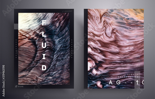 Brown and navy blue vibrant abstract texture. Liquid waves and stains illustration. Abstract fluid acrylic painting. Applicable for design cover, presentation, flyer, poster and business card