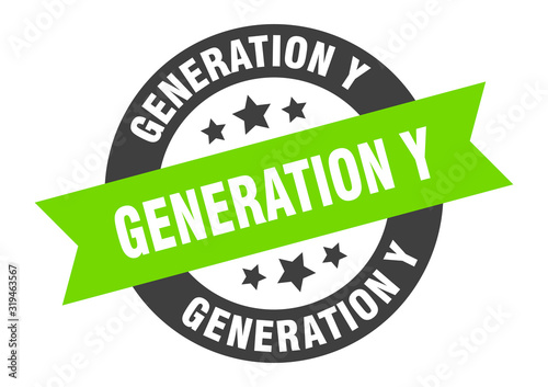 generation y sign. generation y round ribbon sticker. generation y tag