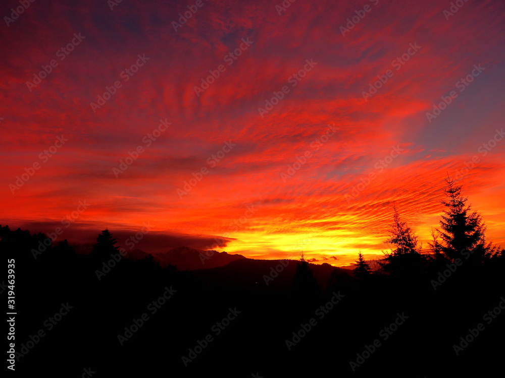 sunset in the mountains