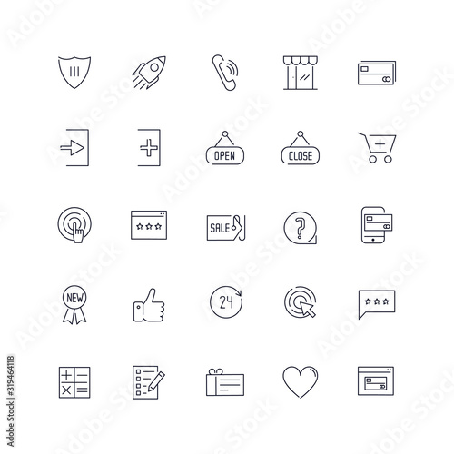 Line icons set. E-commerce pack. Vector batch