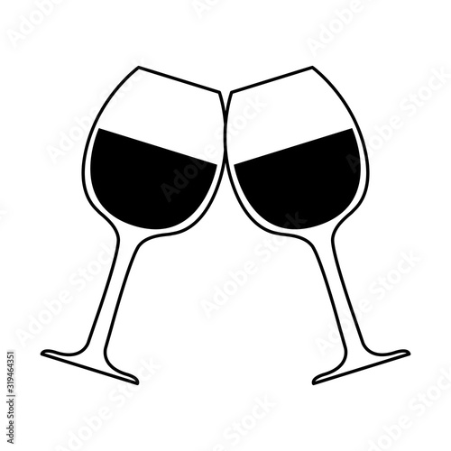 wine glasses on white background