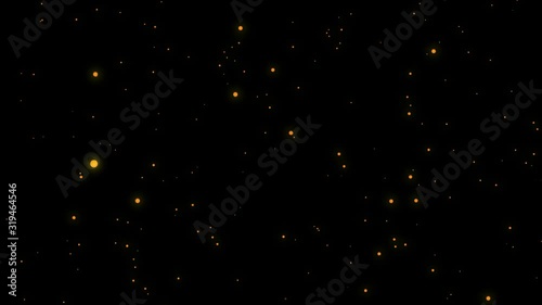 Abstract bokeh glitter lights background of flickering gold particles and light flare
