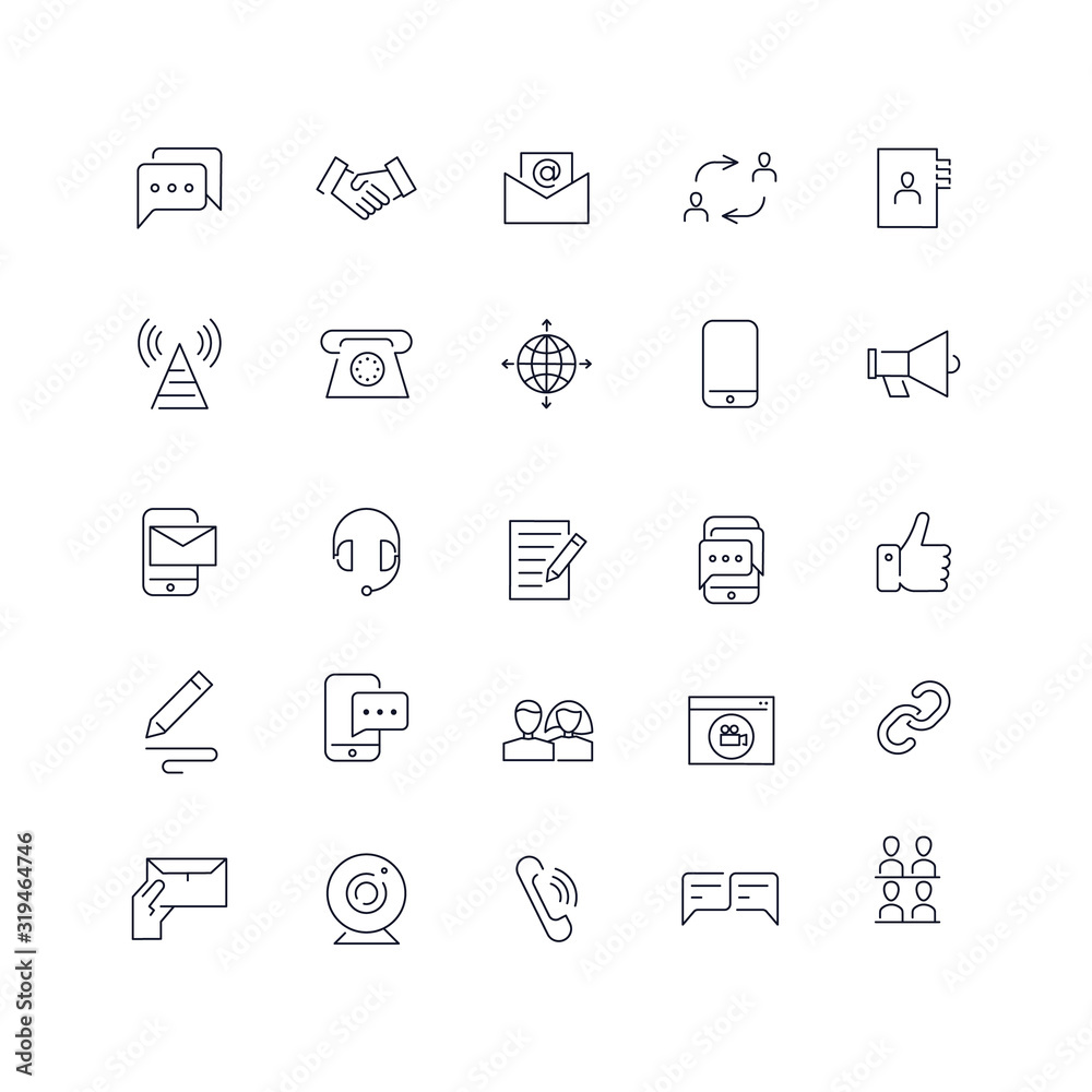 Line icons set. Communication pack. Vector batch Line icons set. Communication pack. Vector batch