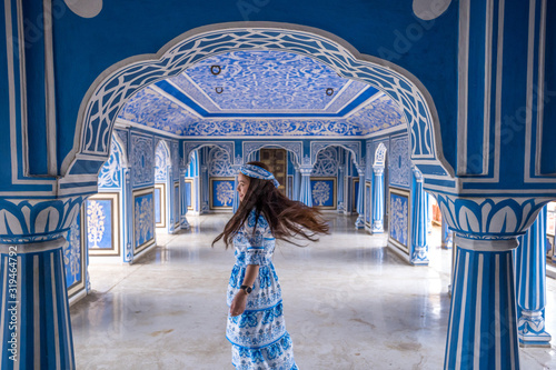 Woman posing at City Palace , Jaipur, Rajasthan, India