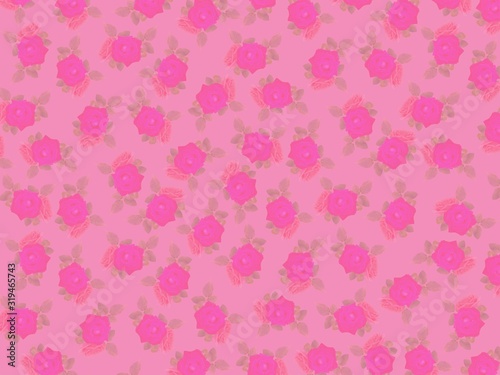  pattern pink rose bunch on pink background 