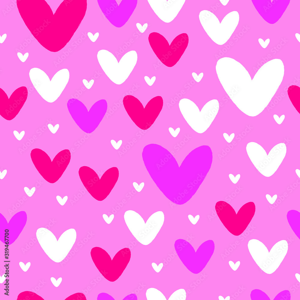 Love seamless pattern from hearts in vector. Valentines day seamless pattern for fabric, textile, wrapping, wallpaper