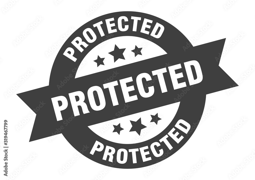 Fototapeta premium protected sign. protected round ribbon sticker. protected tag